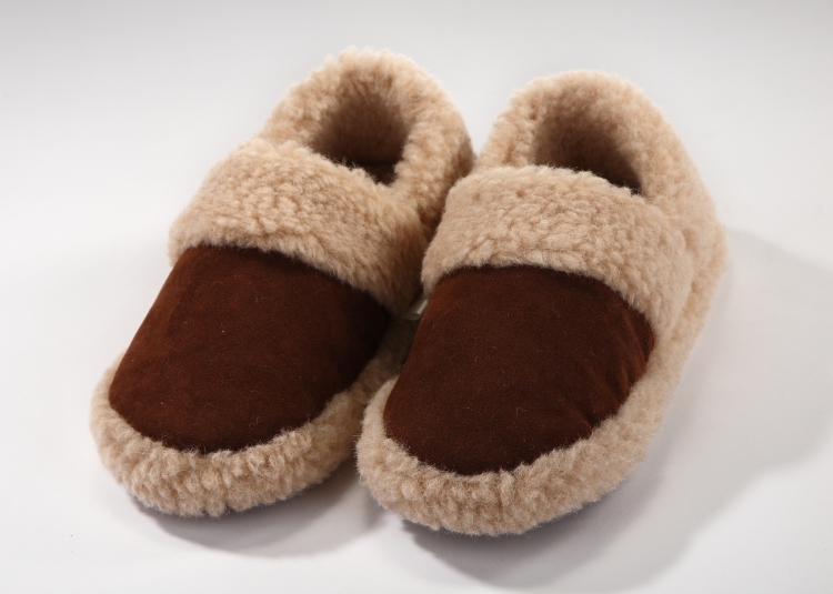 Kapcie Wełniane Pełne - brązowy