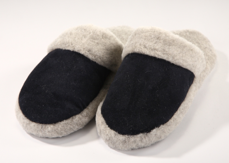 Kapcie Wełniane Wsuwane - niebieski